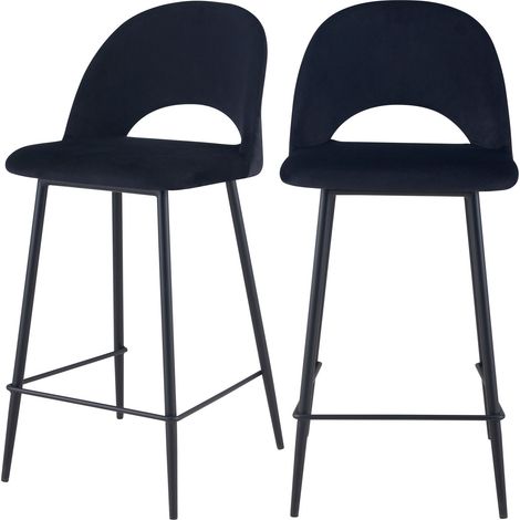 Set de 2 taburetes para isla de cocina en terciopelo negro 65 cm - Pénélope (1/4)