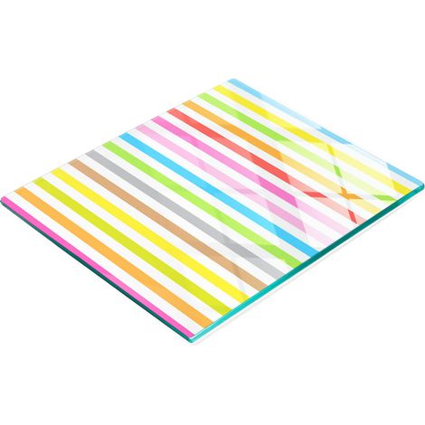 Tablero de vidrio decorativo multifuncional para cocina con rayas de colores, 60x52 cm