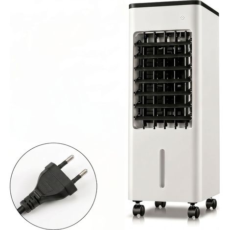 3-in-1-Verdunstungsklimaanlage (50 W) mit Fernbedienung, 90°-Oszillation, 6-Liter-Wassertank, 7,5-Stunden-Timer, LED-Touchscreen, Kühlakku und Rollen – Schwarz (1/5)