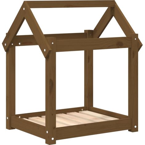 Lit pour chien Marron miel 61x50x70 cm Bois de pin solide (1/5)