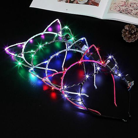 5 serre-têtes lumineux à oreilles de chat LED Starlight Kitty (couleur aléatoire) (1/5)
