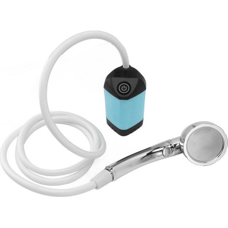 Douche de camping portable à 3 vitesses réglables, pompe électrique rechargeable, bleue (1/5)