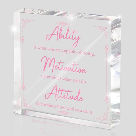 Panneau de bureau en acrylique rose motivationnel, 10x10 cm, décoration de bureau motivationnelle pour bureau et maison, décoration avec des messages positifs, cadeau unique pour femmes (1/5)