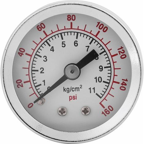 Manomètre, manomètre pour eau, huile, 0-160PSI 1/8" NPT Manomètre de pression pour Eau Liquide Carburant Huile Air, Manomètre de haute précision (1/4)