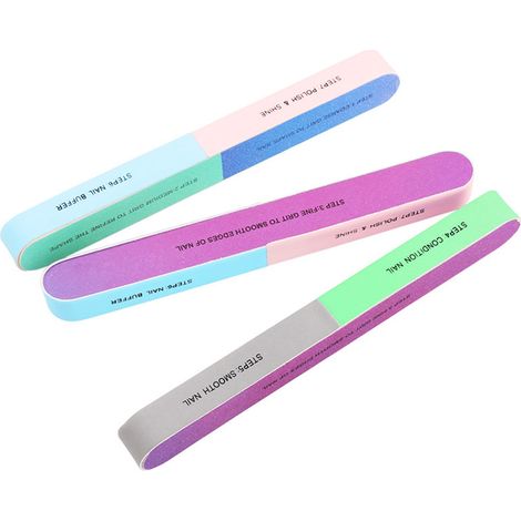 Lot 4 éponges polissoirs à ongles multicolores - Lime double face pour manucure et pédicure, bloc abrasif lissant et brillant. (1/5)