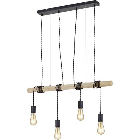BRODY SOSPENSIONE LEGNO E METALLO CON 4 PORTALAMPADA PENDENTI L. 85CM ATTACCO E27 (1/3)