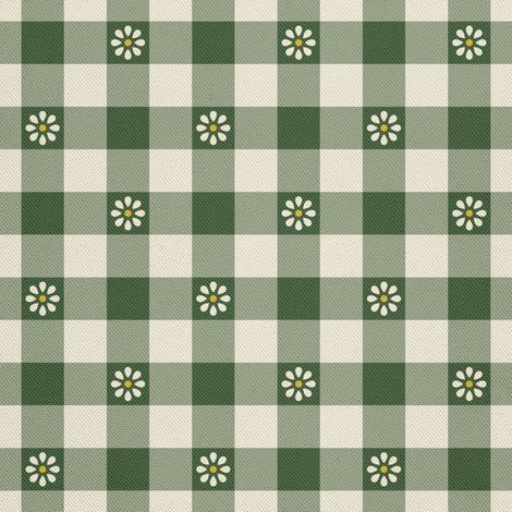 Tela Oxford decorativa para exteriores - Estampado de margaritas a cuadros I DX044 (1/5)