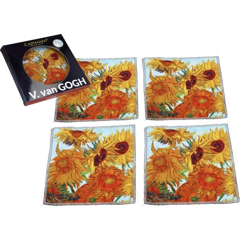 Set di 4 sottobicchieri POD, bicchieri, girasoli, sottobicchieri Vincent van Gogh, tappi di sughero (1/3)