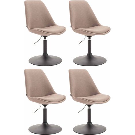 Lot de 4 chaises de salle à manger pivotante hauteur réglable en tissu taupe et pied trompette en métal noir 100008444 (1/4)