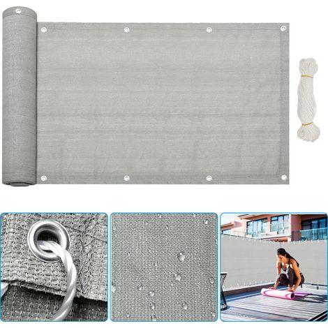 SWANEW Schermatura privacy per balcone 600x90 cm Copertura privacy HDPE grigia 180GR/M2 (1/5)