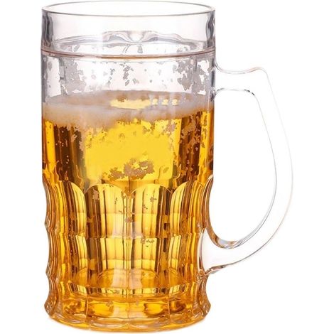 Chope À Bière Artificielle Double Couche Réaliste avec Poignée, Modèle Amusant pour Farce, pour Fête, Bar, Décoration De Maison (1/5)