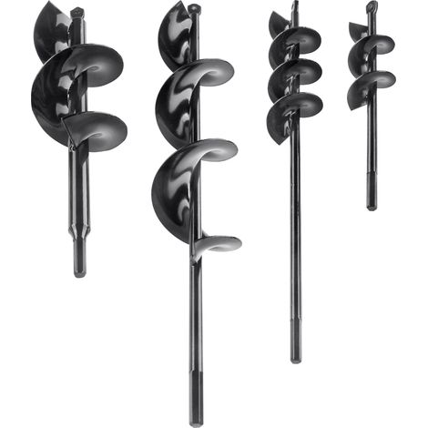 Ensemble de 4 mèches à tarière pour la plantation, mèche à tarière de jardin, mèche à spirale pour tarière, plantation de bulbes et creusement de trous, pour perceuse à entraînement hexagonal 3/8". (1/5)
