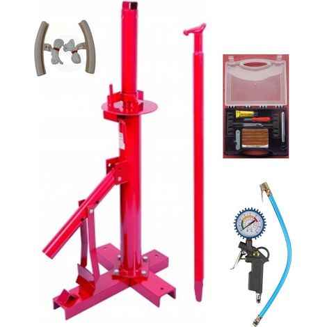 Démonte Pneu manuel Auto 13 à 21" + 1 kit réparation Pneu + 1 Pistolet Gonfleur + 2 Protections Jante (1/4)