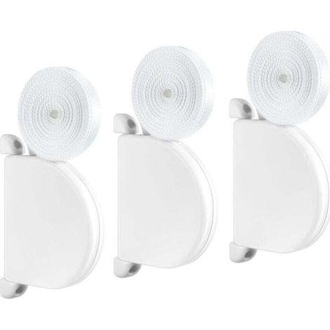 3 Pcs Enrouleur de sangle pour volet roulant, espacement des trous de vis 145 mm, Système Mini, avec sangle incluse de 14 mm x 5 m, Blanc