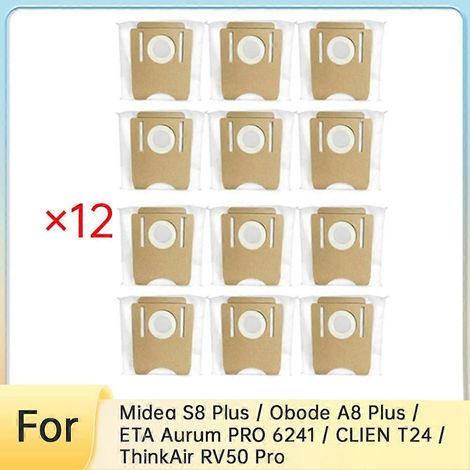 12 bolsas para polvo para S8 Plus/Obode A8 Plus/ETA PRO 6241/CLIEN T24/ThinkAir RV50 Pro Sweeper Acc() (1/4)