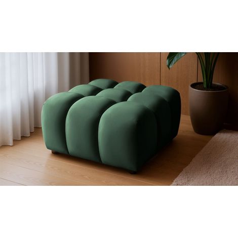 Polsterhocker Designerhocker FLOW in Stoff Bluvel Flaschengrün