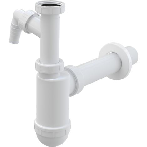 Sifone per lavabo DN40 in polipropilene con raccordo per lavatrice/lavastoviglie da 5/4". (1/3)