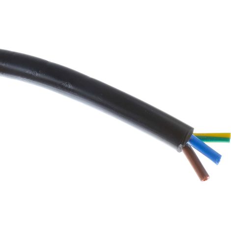 Câble d'alimentation RS PRO 3G1,25 mm², gaine PVC Noir, 100m ( Prix pour Bobine de 100 Mètres )