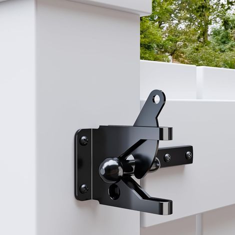 Automatisches Gartentorschloss für Holztüren, schwarz pulverbeschichteter Stahl, selbstverriegelnder Verschluss für Zaun und Schuppen (1/5)