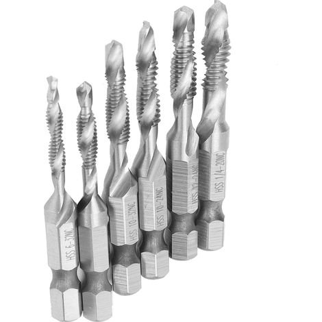 6-teiliges Set Gewindebohrer HSS Sechskantschaft US-Standard-Schraubengewinde Kombinierter Gewindebohrer Handwerkzeug (1/5)