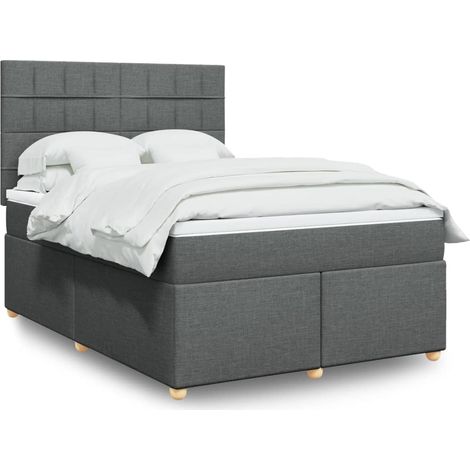 Boxspringbett mit Matratze Dunkelgrau 140x190 cm Stoff (1/5)