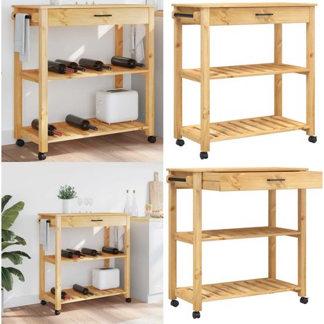 Chariot de cuisine MONZA 84x40x90 cm bois massif de pin - Chariot De Cuisine - Chariot À Légumes - Meuble De Rangement - Mobilier De Cuisine - Buffet - Home & Living (1/5)