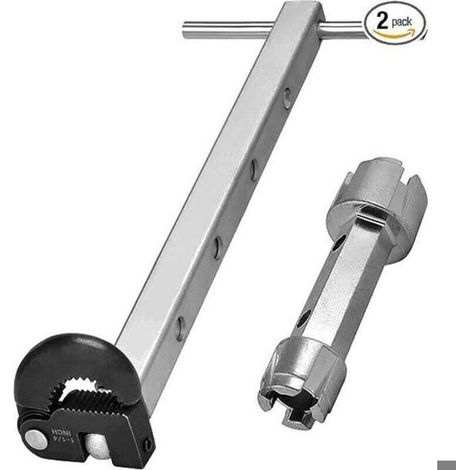 Clé de lavabo télescopique, manche extensible de 10 à 17 pouces, clé à écrou de robinet entièrement polie avec capacité d (1/4)