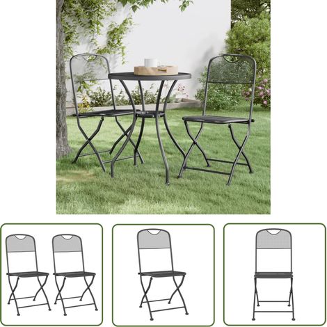 The Living Store Klappbare Gartenstühle 2 Stk. Streckgitter Anthrazit - Gartensessel - Klappstuhl - Gartenmöbel - Outdoor Möbel - Balkonmöbel (1/5)