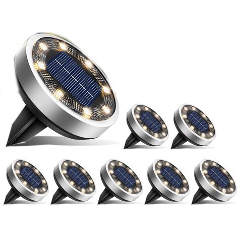 Lampes encastrées à énergie solaire-Éclairage de la cour - 8individu DIRIGÉ-insert de plancher