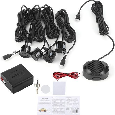 Kit d'aide à l'inversion de radar de recul avec capteur de stationnement de voiture avec alarme sonore (1/4)