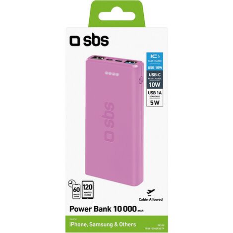 SBS Powerbank 10.000 mAh 2 USB 2.1 A Light Pink (1/3)