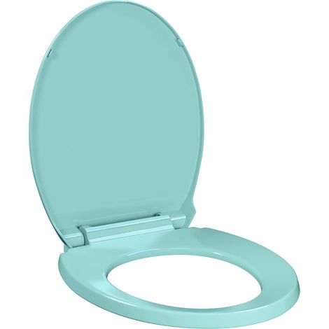 Abattant WC à Fermeture Amortie Siège de Toilette Ovale Polypropylène Vert 42,5 x 35 cm (1/5)