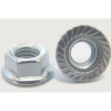 DADO ESAGONALE FLANGIATO A BASE ZIGRINATA ZINCATO  DIAMETRO 8 MM