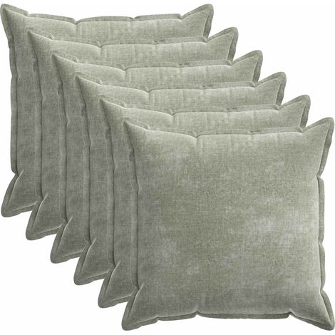 Cushion Cover 6 pcs HOUTEN Green 55 x 55 cm Chenille Fabric vidaXL (1/5)