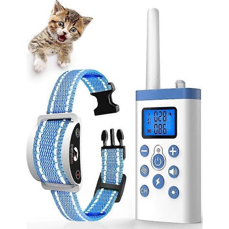 Collier anti-miaou intelligent pour chat - 3 modes (son/vibration/choc), portée de 400 m, affichage LED, États-Unis