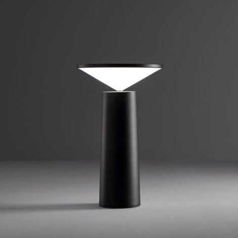 Lampe de table LED sans fil, rechargeable par USB, veilleuse tactile sans fil à intensité variable, 3 couleurs, pour une utilisation intérieure/extérieure, restaurant, bar, IP54, noire