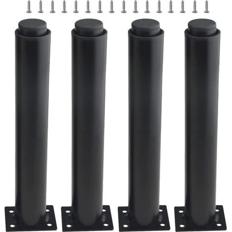 (25-42cm, noir) Jeu de 4 pieds de meubles réglables en métal robuste pour tables, lits, canapés (1/5)