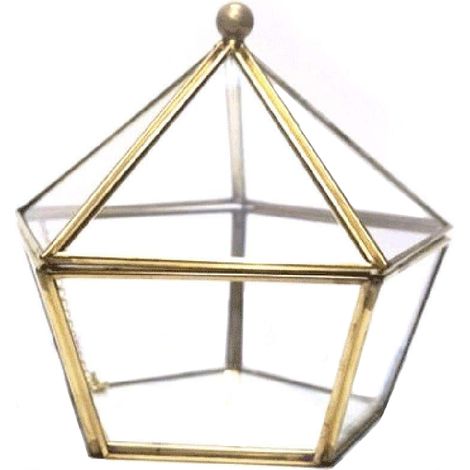 Boîte à bijoux géométrique en verre transparent, décoration en verre, accessoires pour la maison (1/5)