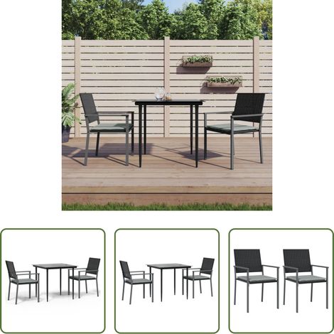 vidaXL Juego comedor jardín 3 piezas y cojines ratán sintético y acero (1/5)