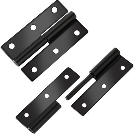 Lot de 2 charnières de porte arrondies noir mat, 6,35 cm (2,5 pouces), en acier inoxydable, petites charnières amovibles et faciles à soulever, antirouille et silencieuses. (1/5)