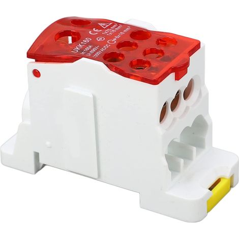 Bornier, UKK-160A 690V Boîte De Jonction, Bornier Rail Din, Boîte De Distribution De Terminal C45 Unipolaire Type Rail, pour Armoires De Distributio armoires Haute Tension (Rouge) (1/5)