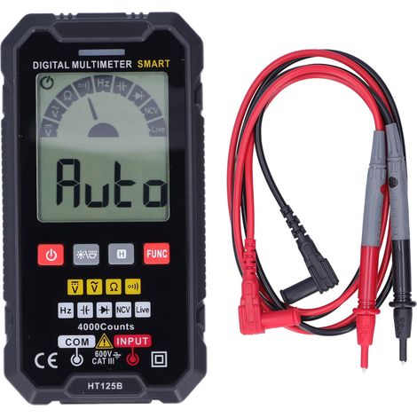 HT125B Multimètre Numérique Écran Couleur Haute Définition, Plage Automatique Voltmètre Intelligent pour Usage Extérieur (1/5)