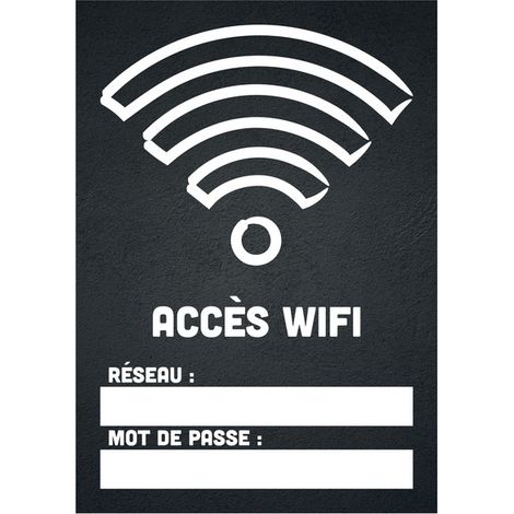 Panneau PVC "ACCÈS WIFI" fond noir format A5