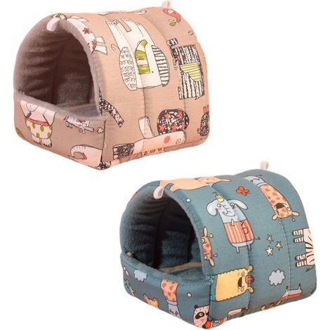 Lot De 2 Lits Pour Animaux En Coton Et Velours, Design Dessin Animé, Pour Hérissons Et Petits Rongeurs (1/5)