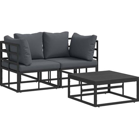 Maison Exclusive - Set Divano da Giardino 3 pcs Nero Metallo