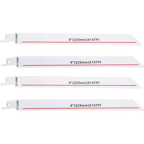 Lot de 4 lames de scie sabre multifonction 225mm/9po - 5PTI pour coupe bois et métal, bricolage et réparation domestique (1/5)
