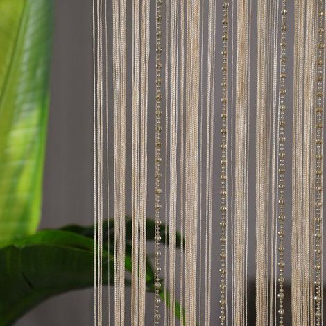 Rideau Décoratif Anti-Mouches Or, Design Élégant Portes, Protection Insectes Style Estival, Transparent (1/4)