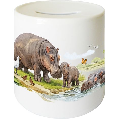 Tirelire les hippopotames en céramique 9,5 cm Cbkréation (1/2)