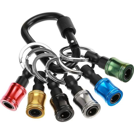 Lot de 6 porte-clé en alliage d'aluminium - Porte-embouts - Support de tournevis - Changement rapide - Support de vis pour foret hexagonal 1/4" (1/5)