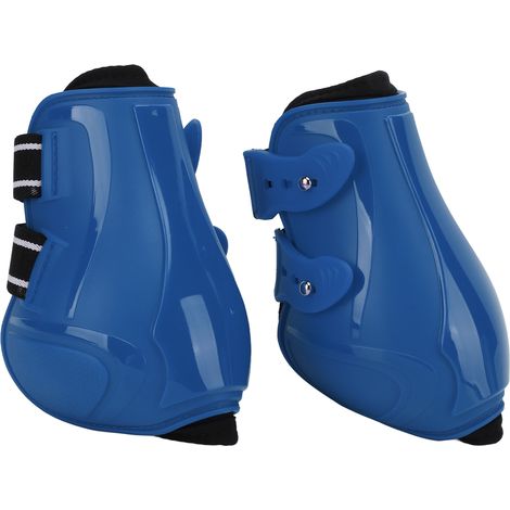 Protection des membres postérieurs du cheval : guêtres respirantes et offrant un excellent maintien, adaptées à toutes les conditions météorologiques (bleues, taille XL). (1/5)